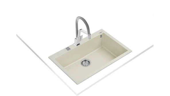 TEKA FORSQUARE 72.40 TEZGAH ÜSTÜ BRIGHT KREM GRANİT EVYE - Resim 2