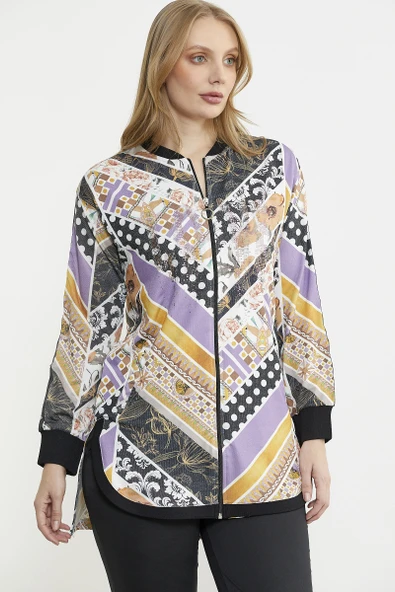 Çok Renkli Taş Detaylı Takım - Lila - Resim 3