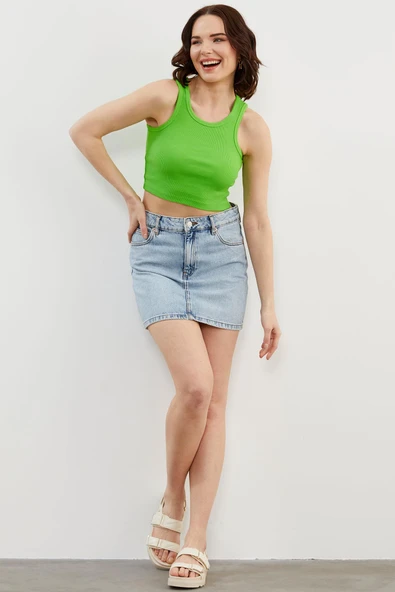 Yüzücü Model Crop Atlet - Fıstık Yeşili - Resim 3