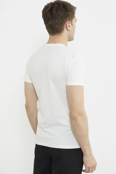 Kabartma Baskı Detaylı Pamuk Tişört - Bej - Resim 5