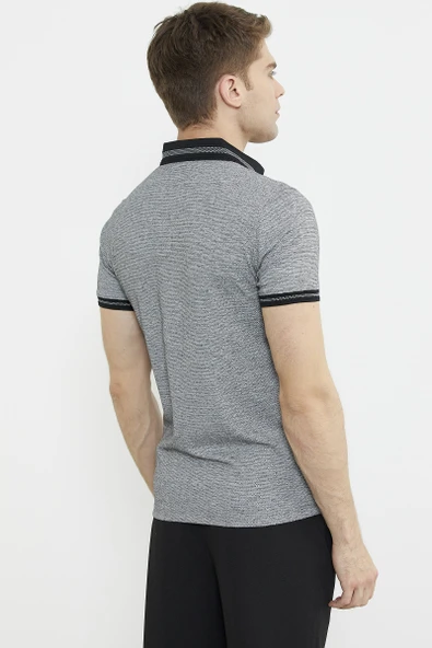 Renk Kombinli Polo Yaka Tişört - Gri - Resim 6