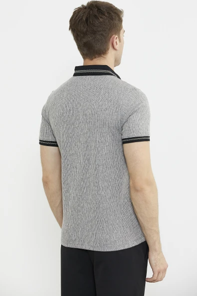 Renk Kombinli Polo Yaka Tişört - Vizon - 6