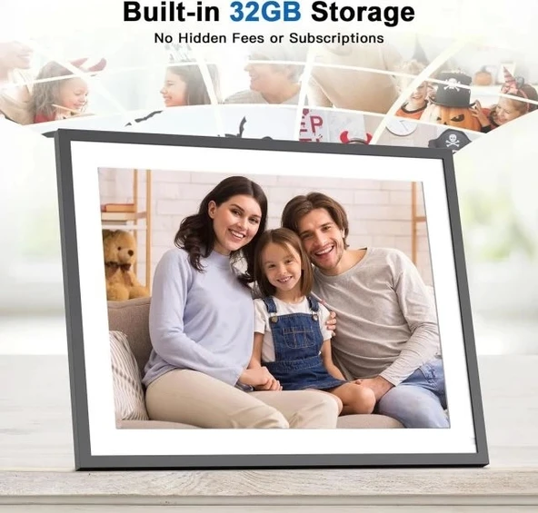 FULLJA 32GB Dokunmatik Ekranlı Dijital Resim Çerçevesi 15 inç - 2