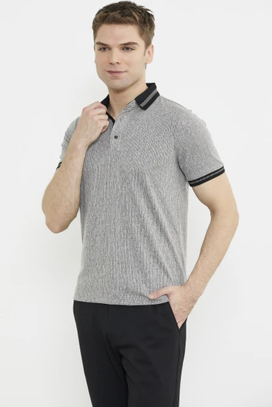 Renk Kombinli Polo Yaka Tişört - Vizon - 2