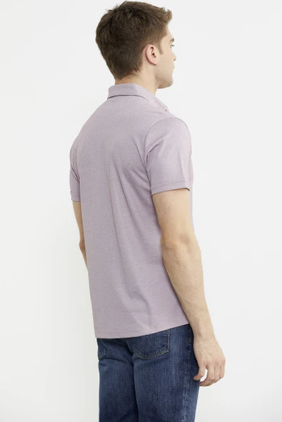 Kısa Kol Slim Fit Penye Gömlek - Açık Lila - 6