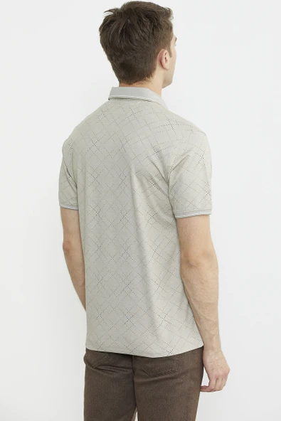 Baskı Detaylı Polo Yaka Tişört - Kamel - Resim 6