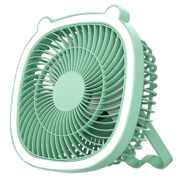 Çok Fonksiyonlu Küçük Vantilatör Aydınlatmalı Ofis Yatak Odası Dış Mekan Kampı İçin Yeşil