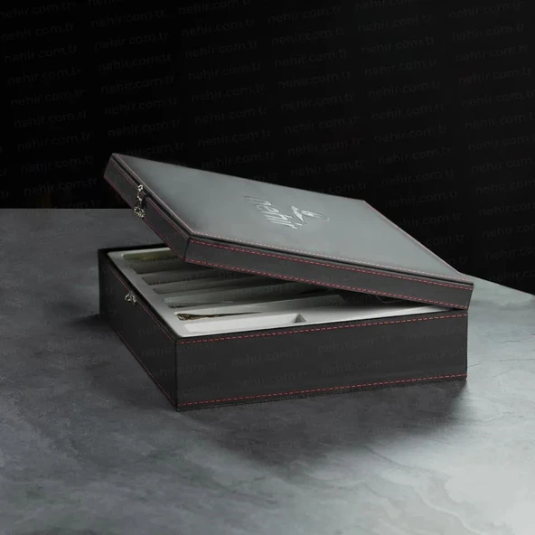 Nehir Marbella Sade 12 Kişilik 84 Parça Deri Kutulu Çatal Kaşık Bıçak Tk. - Resim 4