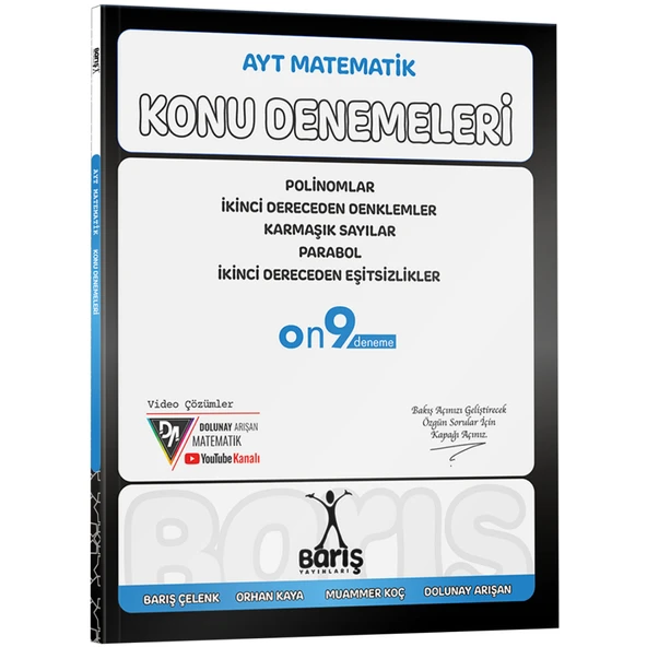 Barış Yayınları AYT Matematik Polinomlar İkinci Dereceden Denklemler - Eşitsizlikler Karmaşık Sayılar Parabol Konu Denemeleri