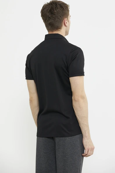 Kısa Kol Slim Fit Penye Gömlek - Siyah - 6