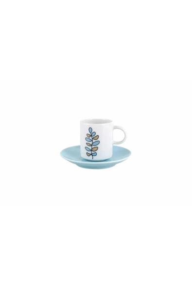 Porland Wisteria Turkuaz 6 Kişilik Kahve Takımı 90cc 04POR035202 - 2