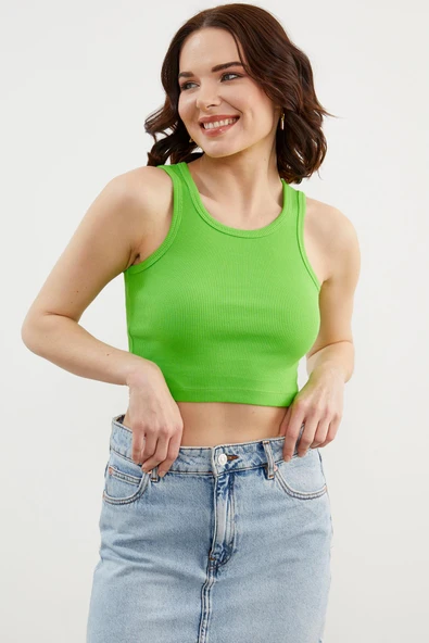 Yüzücü Model Crop Atlet - Fıstık Yeşili - Resim 5