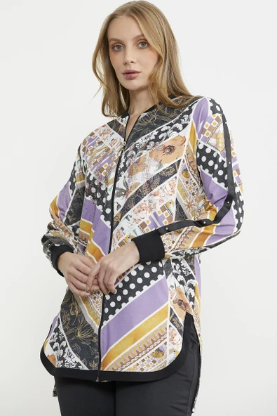 Çok Renkli Taş Detaylı Takım - Lila - Resim 2