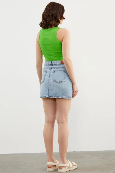 Yüzücü Model Crop Atlet - Fıstık Yeşili - Resim 4