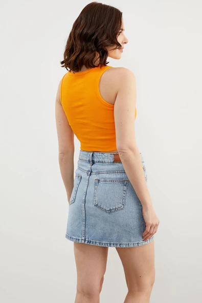 Yüzücü Model Crop Atlet - Oranj - 5