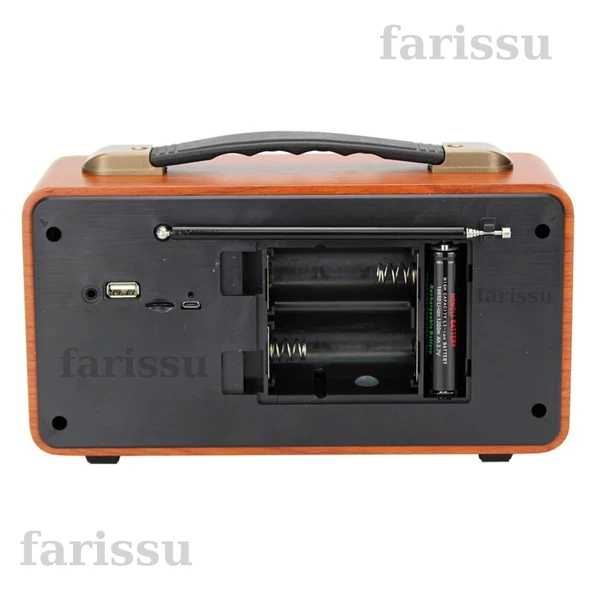 Büyük Boy Gerçek Ahşap Eskitme Görünümlü Çok Fonksiyonlu Retro Radyo | Müzik Sistemli Şarjlı Radyo - 6