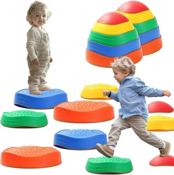Makarci Çocuklar için Sallanan Basamak Taşları Rainbow 10PCS 10 PCS