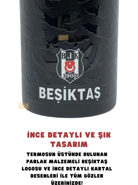 Beşiktaş 650ml Lisanslı Çift Katlı Paslanmaz Çelik Termos  Hediye Kutulu - 5