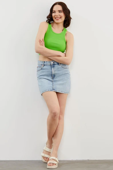 Yüzücü Model Crop Atlet - Fıstık Yeşili - Resim 2