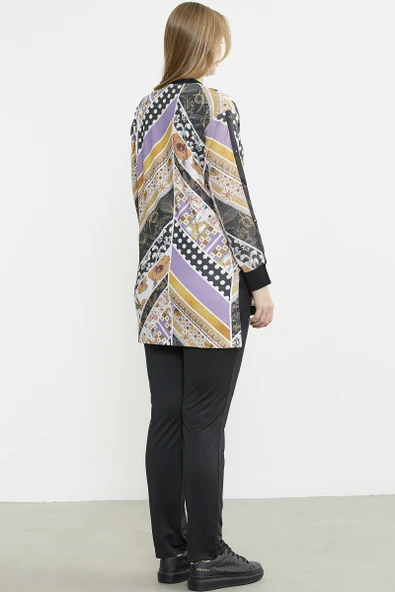 Çok Renkli Taş Detaylı Takım - Lila - Resim 6