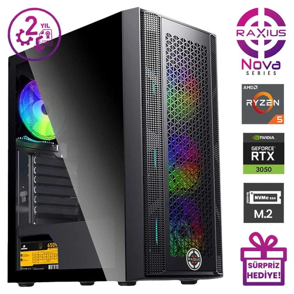 RaXius Nova G1 R5 3050-56A009 Ryzen5 5600 16GB 512SSD RTX3050 8 GB W11P Gaming Masaüstü Bilgisayar - 2