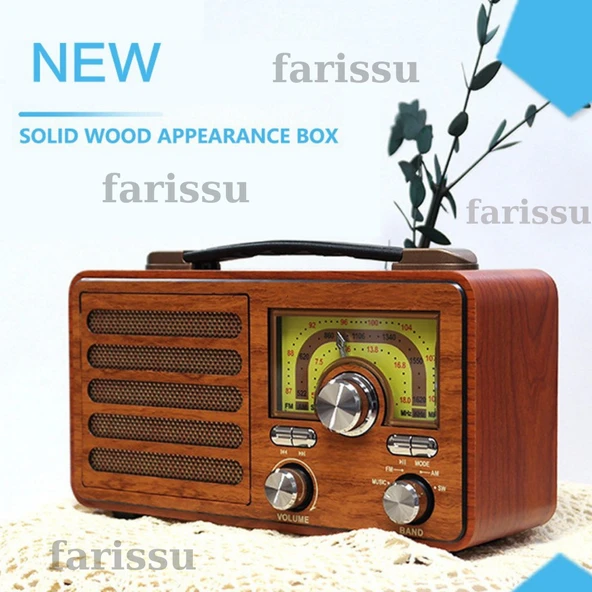 Büyük Boy Gerçek Ahşap Eskitme Görünümlü Çok Fonksiyonlu Retro Radyo | Müzik Sistemli Şarjlı Radyo