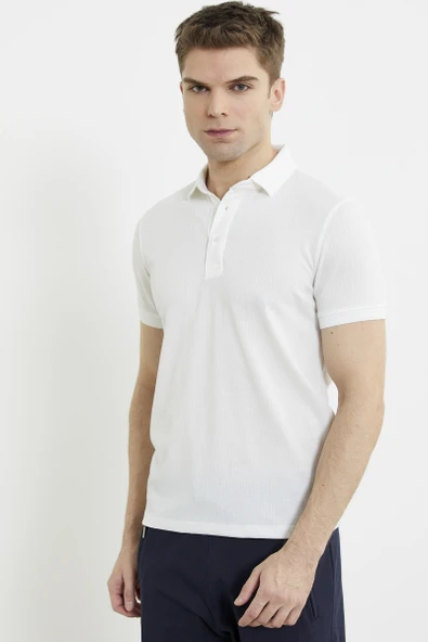 Renk Kombinli Polo Yaka Tişört - Beyaz ürün görseli 1
