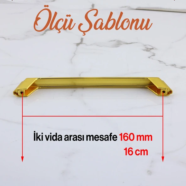 Mobilya Çekmece Mutfak Dolabı Dolap Kulpları Kulbu Kulpu Gold  Altın Metal Kulp 160 mm -16 cm - 4