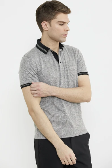 Renk Kombinli Polo Yaka Tişört - Vizon - 4