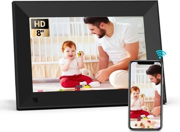 BSIMB 1280x800 HD WiFi Dijital Resim Çerçevesi 8 inç HD Koyu Siyah
