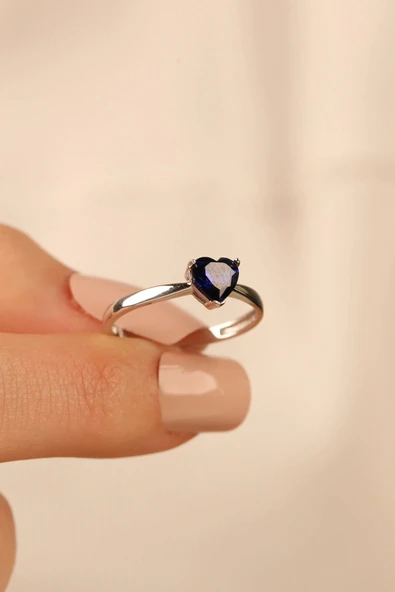 Mavi Kalp Taşlı Altın Yüzük klpyzk001 - Resim 2