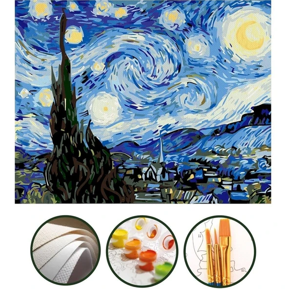 Yıldızlı Gece Numaralı Tuval 40X50CM