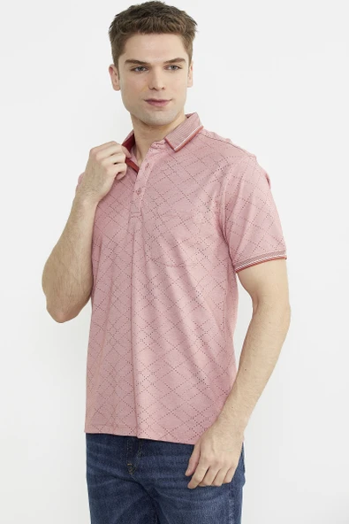 Baskı Detaylı Polo Yaka Tişört - Kiremit - Resim 3