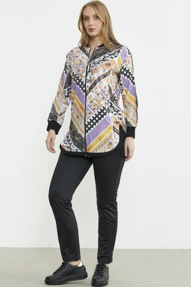 Çok Renkli Taş Detaylı Takım - Lila - Resim 4