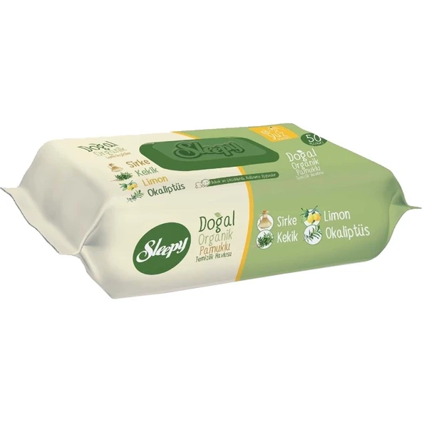 Sleepy Islak Mendil Doğal Organik Pamuklu 50 Yaprak (9 Lu Set) - Resim 2