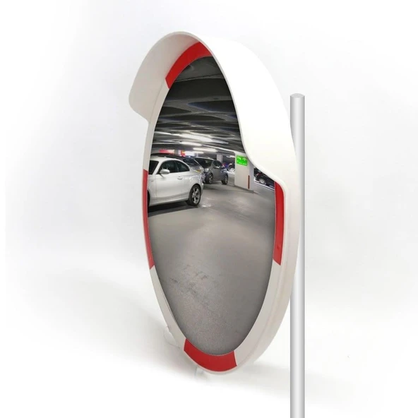Tümsek Ayna 60 cm Kırmızı Beyaz 2.5 Metre Flanşlı Direk Seti