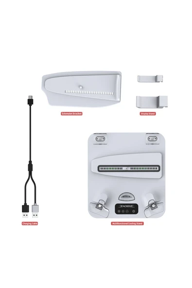 TP5-3550 PS5/PS5 SlimPS VR2 Uyumlu RGB Işıklı Multifonksiyonel Şarj Standı Soğutucu FanDualSense - 7