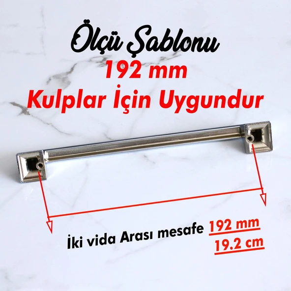 Mobilya Mutfak Dolabı Dolap Kapak Çekmece Kulpları Kulbu Kulpu 19.2 cm 192 mm Krom Metal Kulp - Resim 3