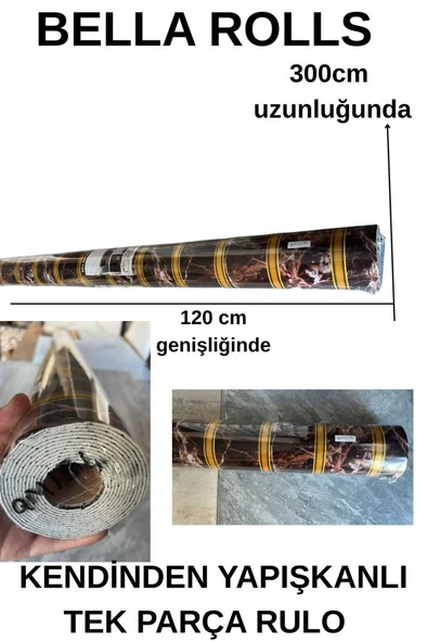 120cmx300cm Tek Parça Yapışkanlı Rulo Gold Çizgili Mermer Desenli Duvar Paneli Kağıdı Beykent QM0134 - 2