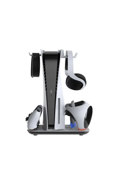 TP5-3550 PS5/PS5 SlimPS VR2 Uyumlu RGB Işıklı Multifonksiyonel Şarj Standı Soğutucu FanDualSense - 1