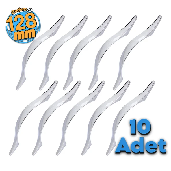 Dilara 10 Adet (128 MM-12.8 CM) Düz Mobilya Mutfak Dolabı Çekmece Dolap Kulpu Kulbu Metal Kulpları