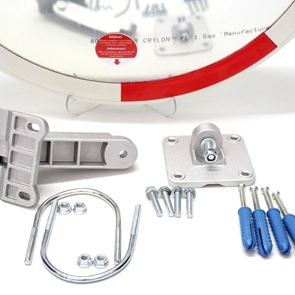 Tümsek Ayna 60 cm – Beyaz-Kırmızı Güvenlik Aynası - 2