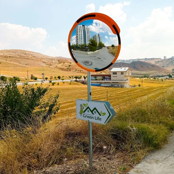 80 cm Trafik Güvenlik Aynası ve 2 m Flanşlı Direk Set