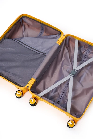 Elatae Exclusive Pro Polipropilen Orta Boy Kırılmaz Valiz Sarı 5239 - Resim 3