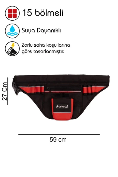 Alveta Profesyonel Universal Bel Tipi Takım Kemeri Elektrikçi Sucu Kalıpçı El Aletleri Çantası 8684250505 - 2