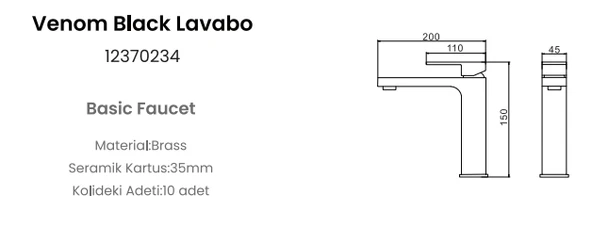 FLEKO VENOM ANTRASİT LAVABO BATARYASI - Resim 3