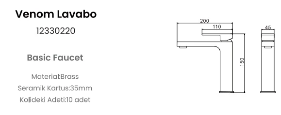 FLEKO VENOM KROM LAVABO BATARYASI - 4