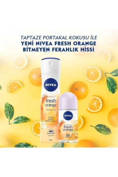 Nivea Fresh Orange 48 Saat Kadın Roll-On Deodorant 3 x 50 ML - 3