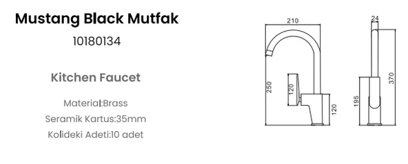 FLEKO MSTNG-420 MUSTANG BLACK MUTFAK BATARYASI SİYAH - Resim 2