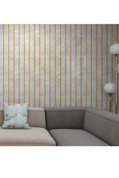120cmx300cm Tek Parça Yapışkanlı Rulo Gold Mermer Desenli Gri Duvar Paneli Kağıdı Silivri QM0138 - 4